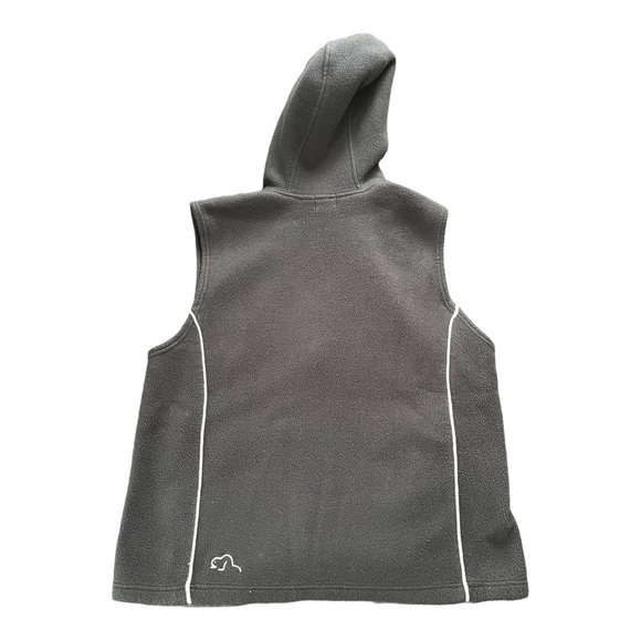 Vintage ROOTS Canada Athletics Fleece Vest Size Medium Grey Hooded Waistcoat - Picture 2 of 5